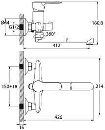 Iddis Смеситель для ванны Cuba CUBSBL2i10WA универсальный – фотография-4