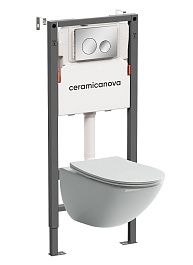 Ceramicanova Подвесной унитаз Mono Rimless с системой инсталляции Balance кнопка Circle хром глянцевый – фотография-1