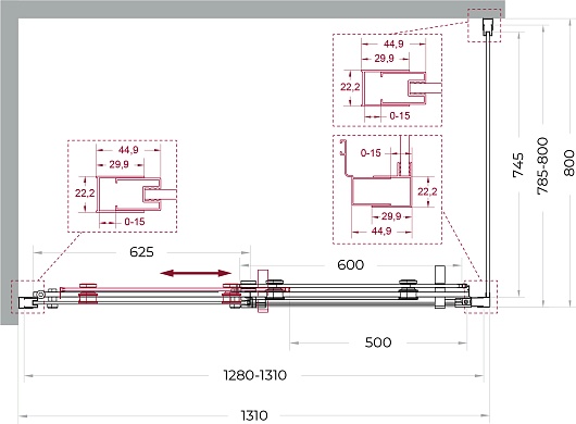 BelBagno Душевой уголок Marino MARINO-2-AH-1-130/80-C-GM 130x80 профиль оружейная сталь стекло прозрачное – фотография-10