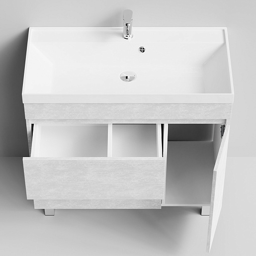 Водолей Тумба с раковиной Бест 90 R белый камень – фотография-4