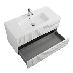 Cezares Тумба с раковиной Duet-N 100 подвесная Bianco Opaco с раковиной CZR-8095-100 – фотография-2