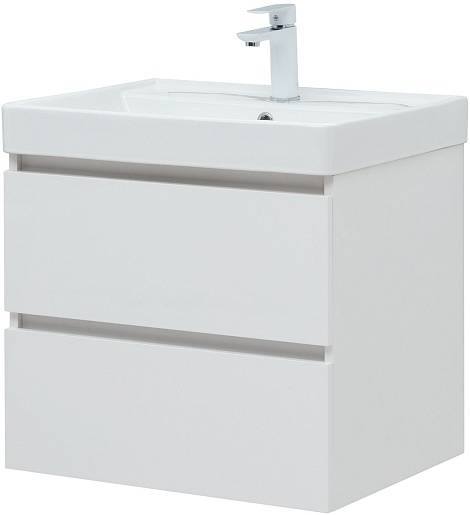 Aquanet Тумба под раковину Вега 60 подвесная белая глянцевая – фотография-4