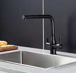 Frap Смеситель для кухни F4396-36 черный – фотография-2