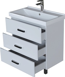 Mixline Мебель для ванной Стив 80 L 3 ящика белая – фотография-6