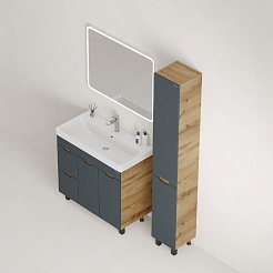 Onika Мебель для ванной Айленд 90 с б/к графит/дуб крафт – фотография-7