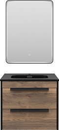Brevita Мебель для ванной Monsour 60 подвесная дуб галифакс олово/черный кварц – фотография-1