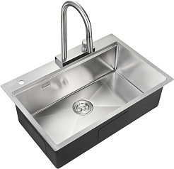 Milacio Мойка кухонная Denia 75 Steel со смесителем нержавеющая сталь – фотография-2