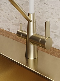 Teymi Смеситель для кухни Solli T10273 золото матовое/белый – фотография-8