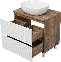 Brevita Тумба под раковину Dakota 70 дуб галифакс олово/белая – фотография-4