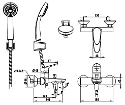 Bravat Смеситель для вынны с душем Drop F64898C-B – фотография-3