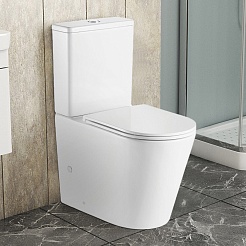 Azario Унитаз-компакт Vetro AZ-2149-UQ1 безободковый с бачком с сиденьем микролифт белый – фотография-2