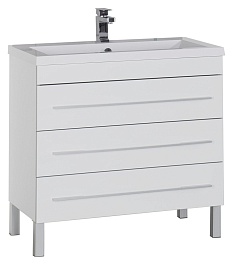 Aquanet Тумба под раковину Верона 90 напольная, ящики, белая – фотография-1