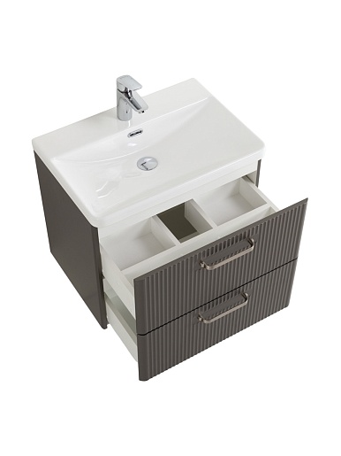 BelBagno Тумба с раковиной Due 50 подвесная Оружейная сталь ручки Матовый атласный никель – картинка-7