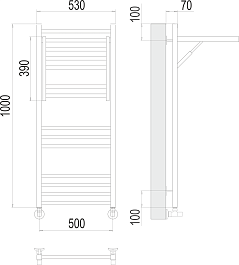 Terminus Полотенцесушитель водяной Валенсия П14 500x1000 с полкой хром – фотография-4
