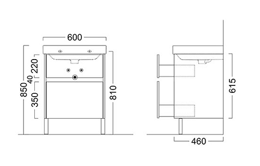 Kerama Marazzi Тумба с раковиной BUONGIORNO 60 дуб, напольная – картинка-3