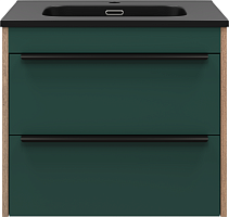 Brevita Тумба с раковиной Greenwood 60 подвесная зеленая матовая/дуб галифакс олово