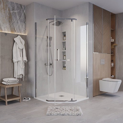 Grossman  Душевой уголок Pragma 90x90x195 профиль хром стекло прозрачное – фотография-4