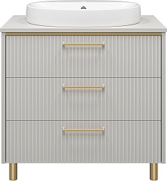 Brevita Тумба под раковину Elche 80 серый кашемир/золото – фотография-1