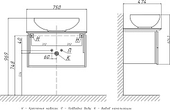 Velvex Тумба под раковину Luna 80 подвесная белая – фотография-13
