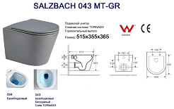 WeltWasser Унитаз подвесной SALZBACH 043 MT-GR – фотография-5