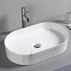 Ceruttispa Раковина накладная 50 CR0055B MMW1 мрамор белый матовый – фотография-5