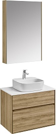 Акватон Мебель для ванной с белой столешницей Либерти 75 Одри Soft дуб эльвезия – фотография-1