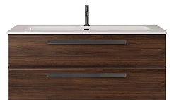 Cezares Тумба с раковиной Eco Cer-N 120 орех шоколад софт CZR-8073-120 ручки чёрные – фотография-1