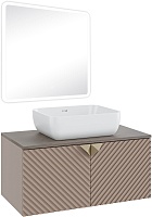 Runo Мебель для ванной Андорра 85 Cuatro подвесная кашемир серый/дуб какао