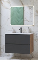 Зов Мебель для ванной Дион 60 подвесная матовый графит/дуб