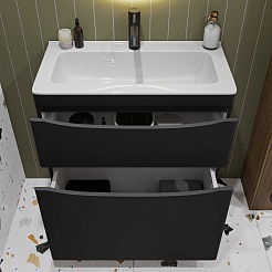 Vivon Тумба с раковиной Ostin 70 напольная черная матовая – фотография-4