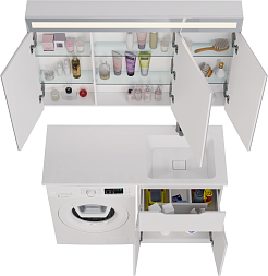 Dreja Мебель для ванной Vega 120 R под стиральную машину белая – фотография-18