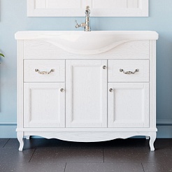 ValenHouse Тумба под раковину Эллина 105 белая, фурнитура хром – фотография-1