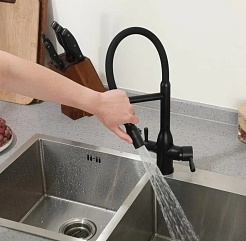 Frap Смеситель для кухни F4398-6 черный – фотография-2