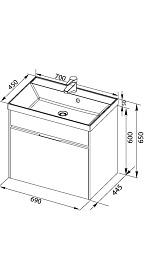 Aquanet Тумба с раковиной "Латина 70" бордо 1 ящик (180002) – фотография-2