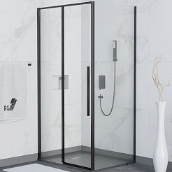 RGW Душевой уголок Stilvoll SV-42B (SV-12B + Z-050-2B) 120x100 профиль черный стекло прозрачное – фотография-1