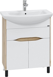 СанТа Мебель для ванной Сатурн 70 1 ящик белая/дуб австралийский – фотография-4