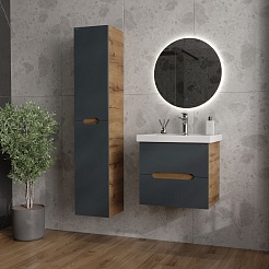 Onika Мебель для ванной Айленд 60 подвесная графит/дуб крафт – фотография-5