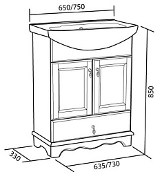 Bas Тумба с раковиной Варна 65 орех, ящик – фотография-2