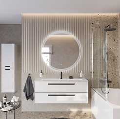 Cezares Тумба с раковиной Eco Cer-N 120 bianco opaco CZR-8073-120 ручки чёрные – фотография-2