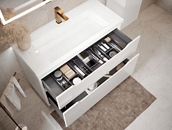 Jorno Тумба с раковиной Puro 100 белая подвесная – фотография-7