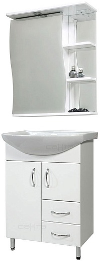 СанТа Мебель для ванной Грация Волна 60 L свет, с ящиками – фото-1