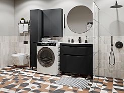 Vivon Шкаф-пенал Ostin 30L с бельевой корзиной черный матовый – фотография-5