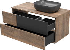 Misty Тумба с раковиной Коломбо 100 R подвесная дуб галифакс/антрацит – фотография-5