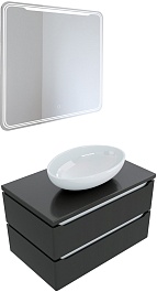 Mixline Мебель для ванной Виктория 80 подвесная графит софт – фотография-1