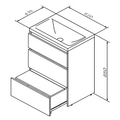 Am.Pm Мебель для ванной Gem S 60 графит матовый, напольная, с 3 ящиками – фотография-6
