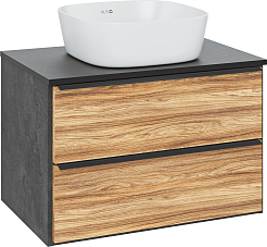 Runo Тумба под раковину Мальта 70 подвесная дуб/черная – фотография-4