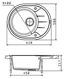 Florentina Мойка гранитная Родос 620 с крылом песочный – фотография-2