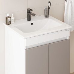 Onika Тумба с раковиной Марви 60 белая/мокко – фотография-5