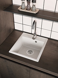 Teymi Мойка кухонная Helmi Smart 42 кварцевая белая матовая – фотография-8