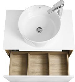 Акватон Мебель для ванной с белой столешницей Либерти 70 Mila 40 белая/дуб эльвезия – фотография-5